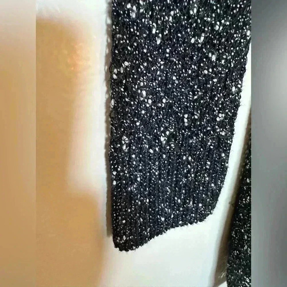 Black and White Eileen Fisher High Low Crewneck Sweater - Picture 3 of 4